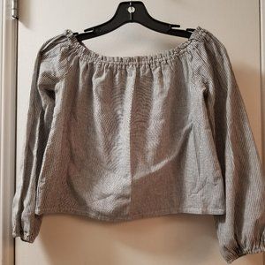 Off the shoulder 3/4 sleeve striped blouse